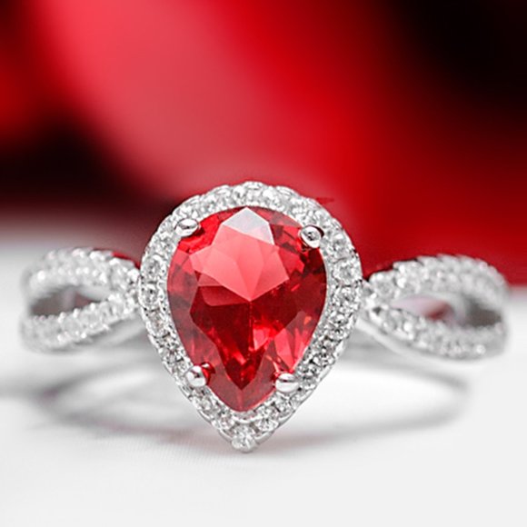Red Ruby Gemstone ring, size 7, 925 Sterling Silver Charmed Aroma Valentines - Picture 1 of 8